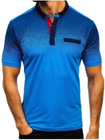 

Casual Henley Collar Ombre Polo Shirts & Tops, Blue, polo