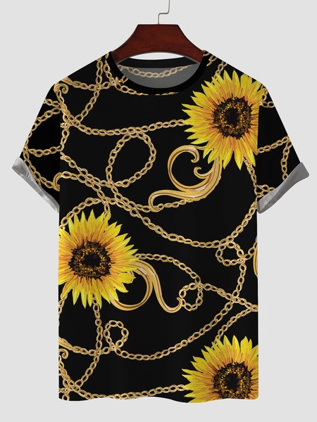 

Holiday Printed Crew Neck Shirts & Tops, Yellow, Men's t-shirts