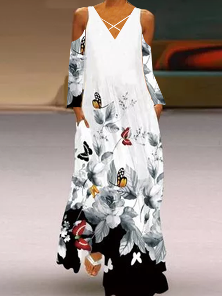 

Abito Farfalla A-line Vintage, Bianco-nero, Maxi Dresses