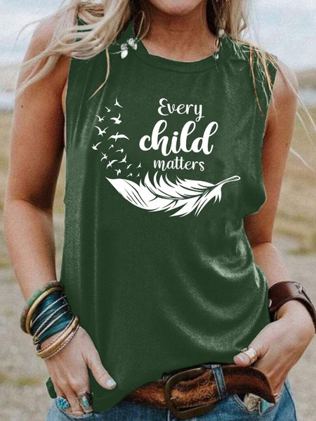 

Every Child Matters Women's Casual Crew Neck Cotton-Blend Shift Shirts & Tops, Dark green, Tank Tops
