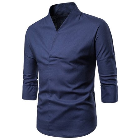 

Casual V Neck Shirts & Tops, Navyblue, Men's t-shirts