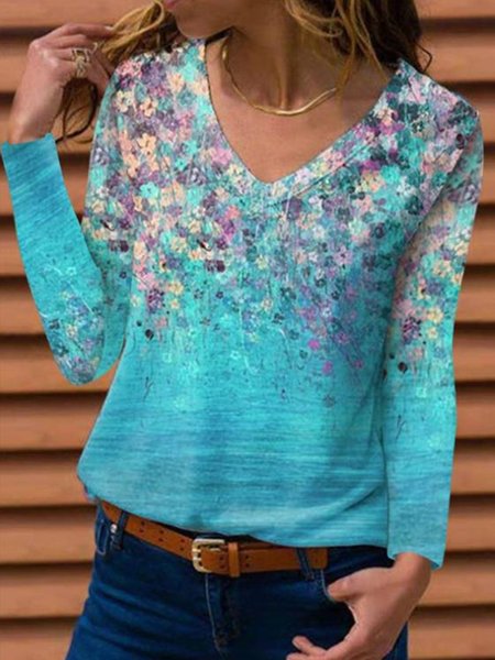 

Cotton-Blend Casual Shirts & Tops, Lightblue, Long sleeve tops