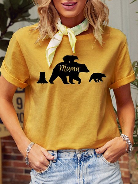 

Mother's Day MamaBear Crew Neck Graphic Tee, Yellow, T-shirts