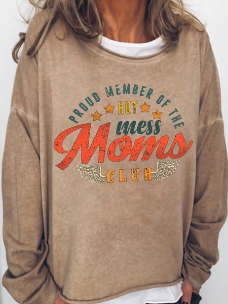 

Hot Mess Moms Club Vintage Long Sleeve Shirts & Tops, Light camel, Hoodies&Sweatshirts