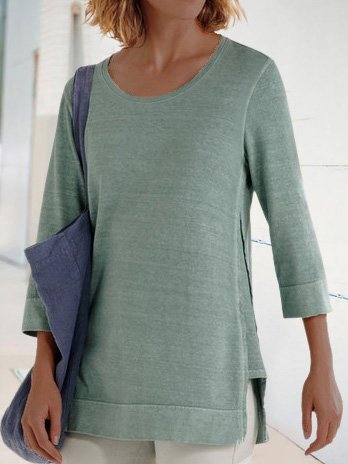 

3/4 Sleeve Shift Casual Shirts & Tops, Green, Shirts & Blouses