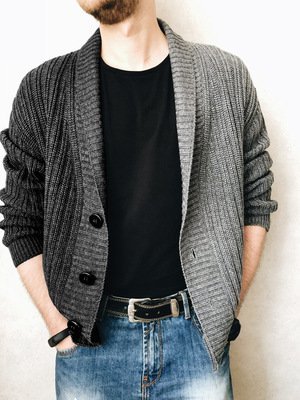 

Casual Outerwear, Deep gray, Men's Sweater