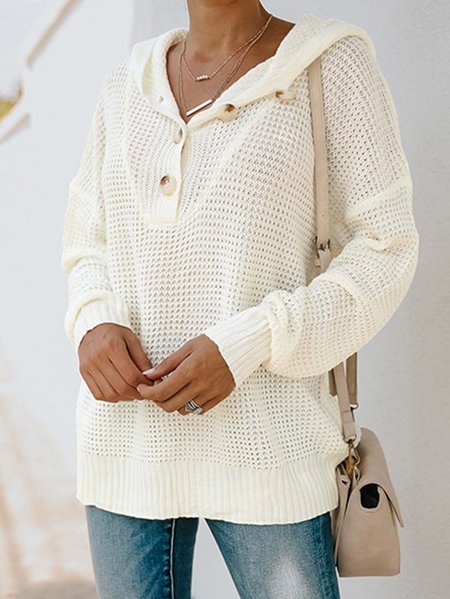 

Long Sleeve Knitted Sweater, White, Sweaters