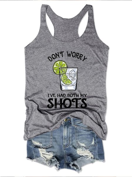 

Don't Worry I've Had Both My Shots Tequila Drinkin Tank Top, Gray, Tank Tops