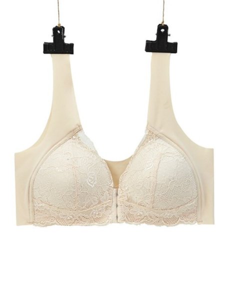 Front Close Lace Super Stretch Bra Underwear, Light nude, Underwear