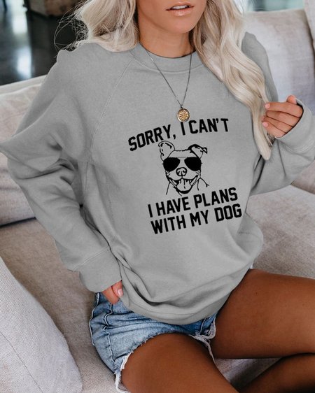 

Dog Crew Neck Cotton-Blend Sweatshirt, Gray, Hoodies&Sweatshirts