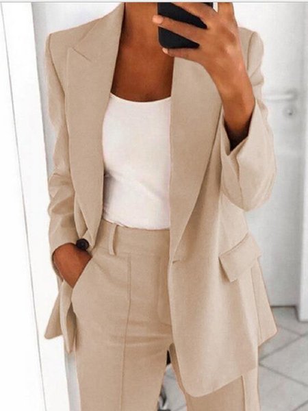 

Casuale Maniche Lunghe Giacca, Albicocca, Outerwear