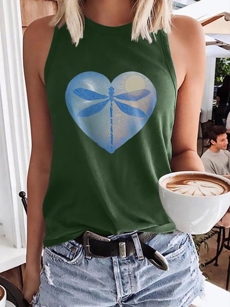 

Dragonfly Heart Graphic SleevelessTank Top, Dark green, Tank Tops