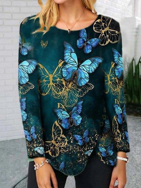 

Casual Butterfly Shirts & Tops, Darkgreen, Tees & T-shirts