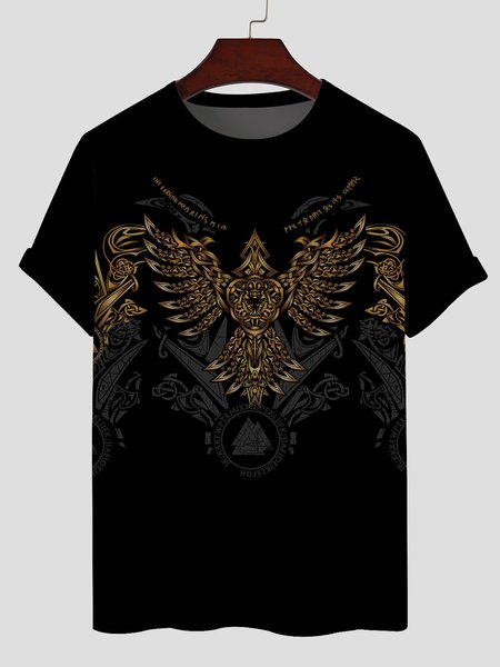 

Crew Neck Casual Printed Shirts & Tops, Black, Men's t-shirts