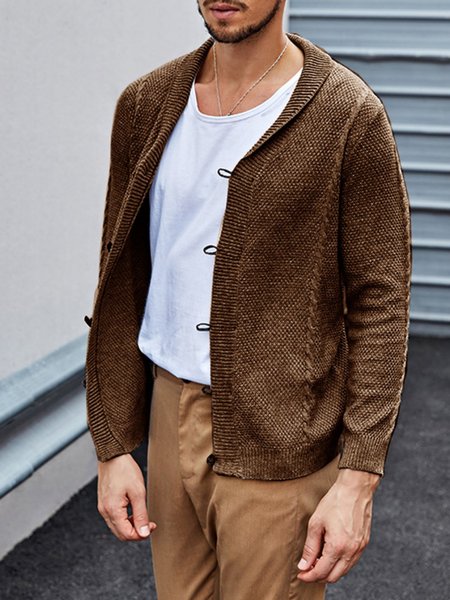 

Cotton-Blend Outerwear, Brown, Men's Sweater