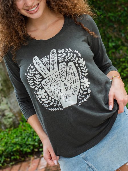 

Casual Long Sleeve Shirts & Tops, Gray, Long sleeve tops