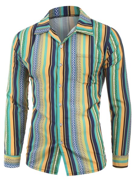

Cotton-Blend Shirt Collar Shirts & Tops, Green, Men's Floral shirt
