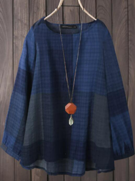 

Long Sleeve Casual Shirts & Tops, Purplish blue, Tops