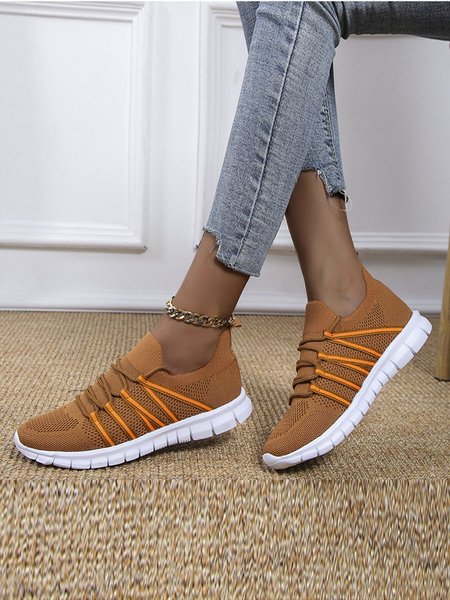 

Casual Sports Flat Heel Casual Sneakers, Brown, Sneakers