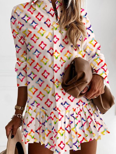 

Abito Maniche Lunghe Misto Cotone, Multicolore, Mini Dresses