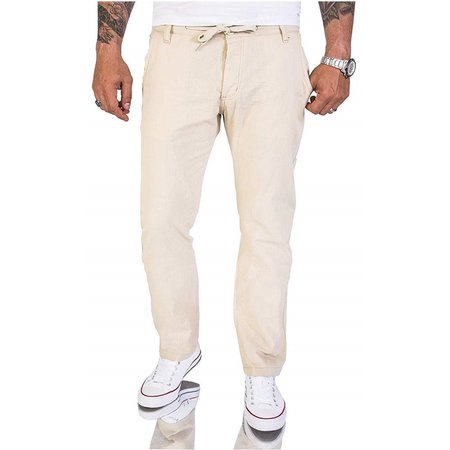 

Cotton-Blend Pants, Beige, Men's pants