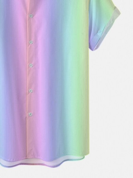 

Rainbow Stripes Shirt Collar Shirts & Tops, Multicolor, Shirts