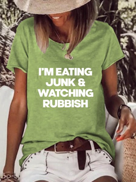 

I'm Eating Junk & Watching Rubbish Tee, Green, T-shirts