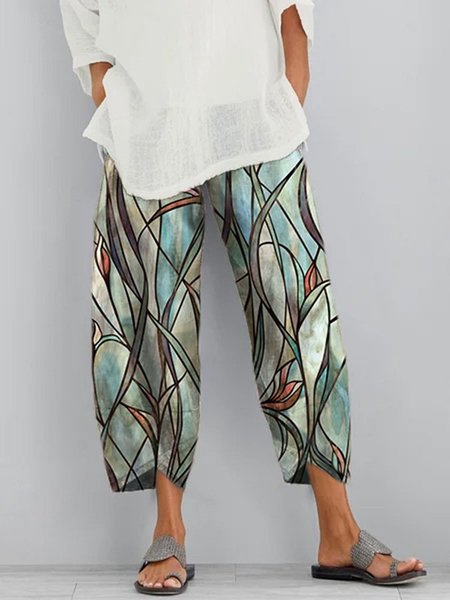 

Pantaloni Tasche Stampato Casuale, Multicolore, Bottoms