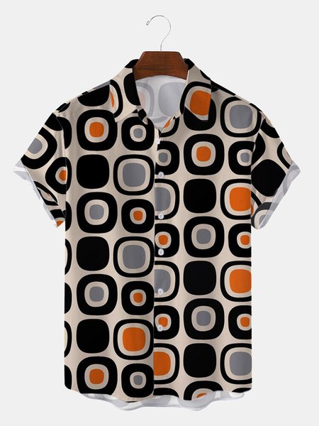 

Casual Geometric Shirt Collar Shirts & Tops, As picture, Shirts