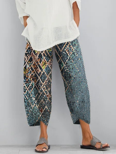 

Pantaloni Tasche Stampato Casuale, Multicolore, Bottoms