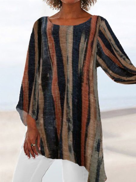 

Printed Long Sleeve Vintage Shirts & Tops, Multicolor, Blouses & Shirts