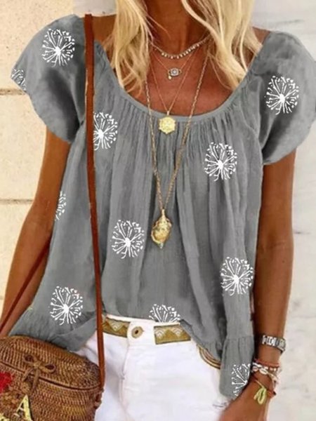 

Casuale Stampato Girocollo Maniche Corte Camicie & Top, Grigio, T-Shirts