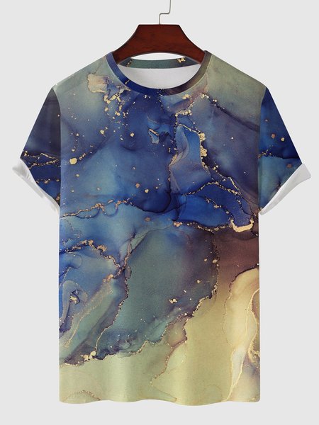 

Mens Rock Pipples Printed Short Sleeve Light Casual T-shirts, Blue, Men's t-shirts