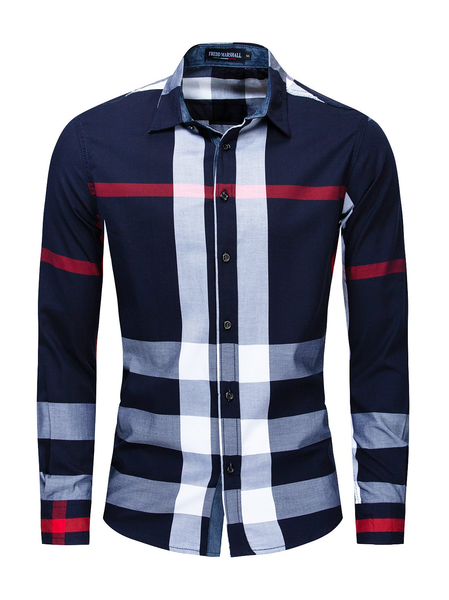 

Classic Cotton Plaid Casual Shirts, Royal blue, Men's Floral shirt