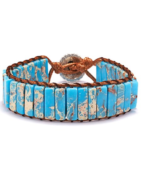 Natural stone alloy casual bracelet, Light blue, Bracelets