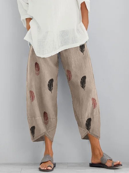 

Tasche Stampato Casuale Pantaloni, Cachi, Bottoms