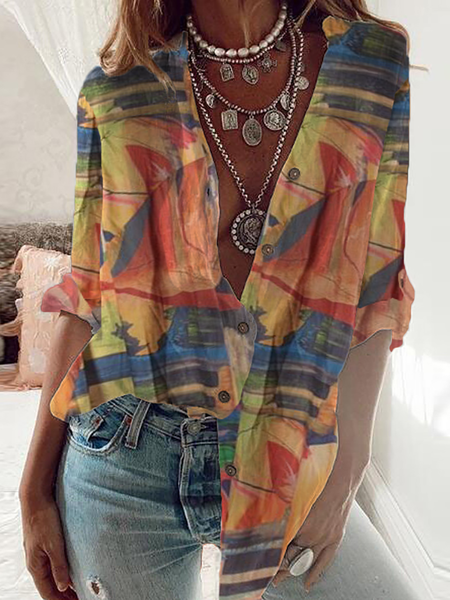 

Astratto Stampato Casuale Camicie & Top, Arancia, Blouses & Shirts