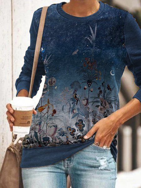 

Long Sleeve Floral Sweatshirt, Dark blue, Sweatshirts & Hoodies
