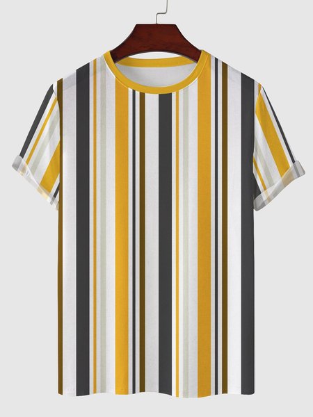 

Vertical stripes men's short-sleeved T-shirt, Light coffee, Men's t-shirts