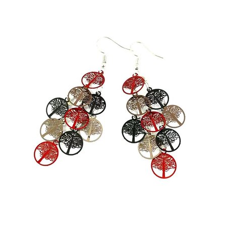 

Pop lucky tree gradient patchwork color earrings, Black, Earrings