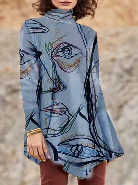 

Long Sleeve Turtleneck People Shirts & Tops, Blue, Long sleeve tops