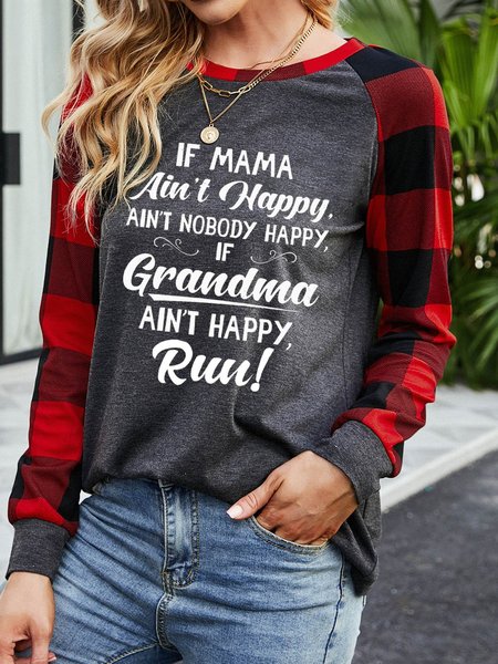

If Mama Ain’t Happy Ain’t Nobody Happy If Grandma Ain’t Happy Run Women's long sleeve sweatshirt, Gray, Hoodies&Sweatshirts