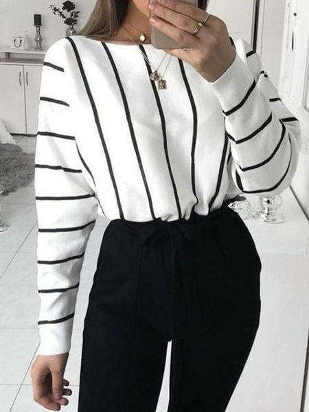 

Holiday Crew Neck Shift Long Sleeve Shirt, White, Blouses and Shirts