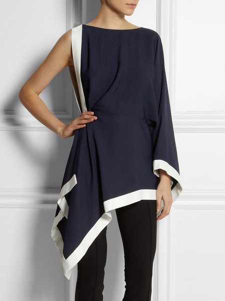 

Single Sleeve Vintage Paneled Shirt, Black, Blouses and Shirts