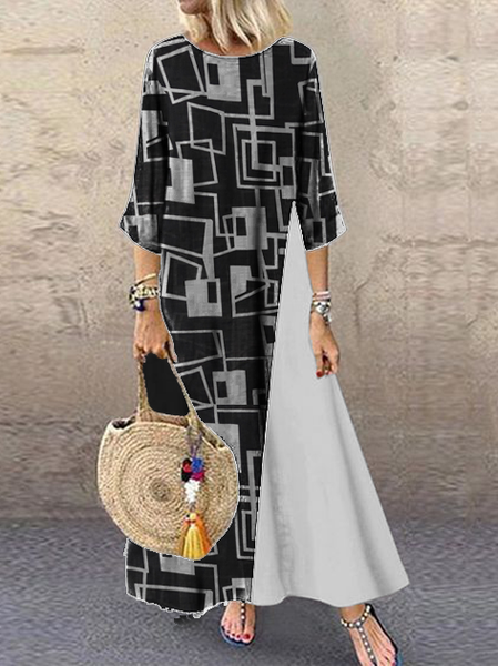 

Long Sleeve Vintage Dresses, Black-white, Dresses