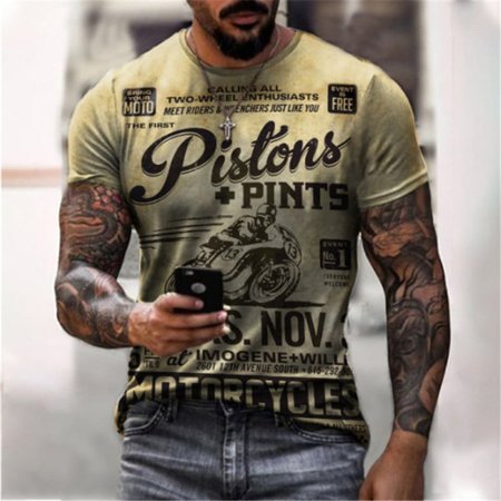 

Printed Letter Crew Neck Shirts & Tops, Khaki, Men's t-shirts