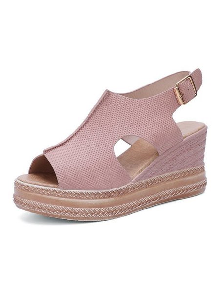 

JFN Retro Beach Style Platform Open-toe Sandals, Pink, Sandals