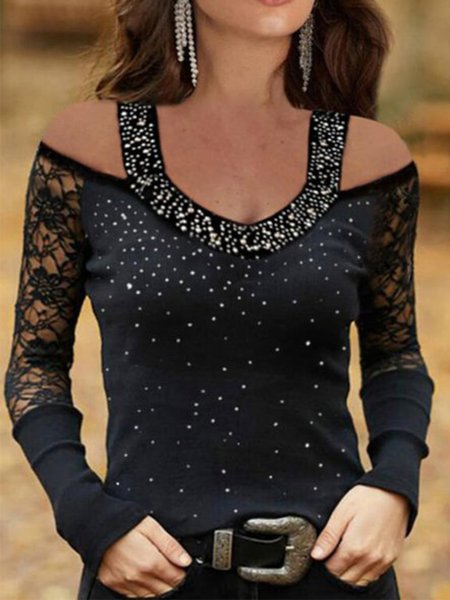 

Vintage Maniche Lunghe Camicie & Top, Nero, Blouses & Shirts