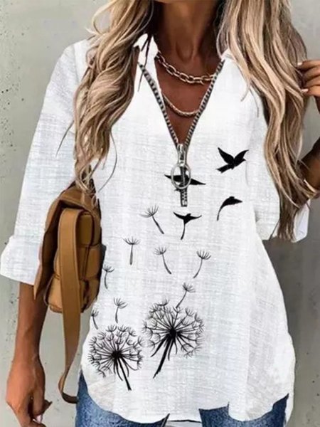 

Maniche Lunghe Scollo a V Camicie & Top, Bianco, Blouses & Shirts
