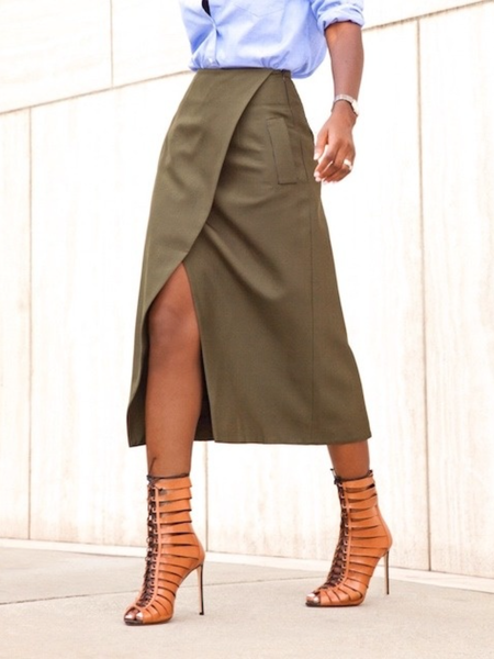 

Work Daily Spring Fall Skirts, Dark green, Midi Skirts